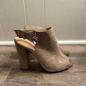 Schutz Gray Suede Block Heels, 6.5